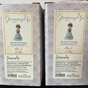 Enesco Growing Up Birthday Girl Figurine Brunette Hair Age 2